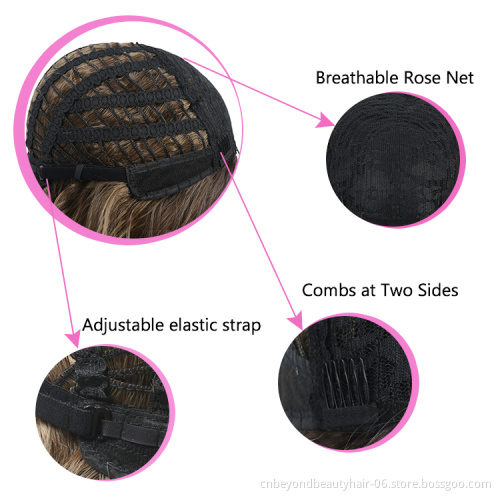 Synthetic middle part wigs black wavy wig heat resistant synthetic fiber Long Curly wigs  for women